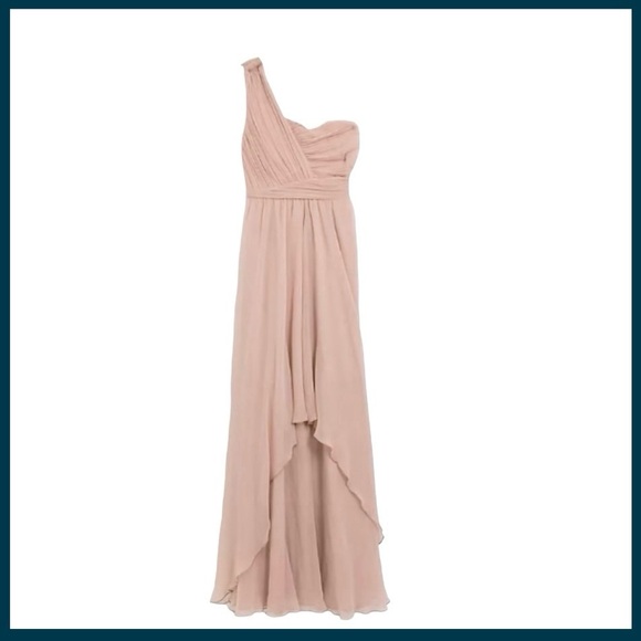 ASOS Soft Blush One Shoulder Pleated Bodice Layer Maxi Dress (6) - Picture 3 of 14
